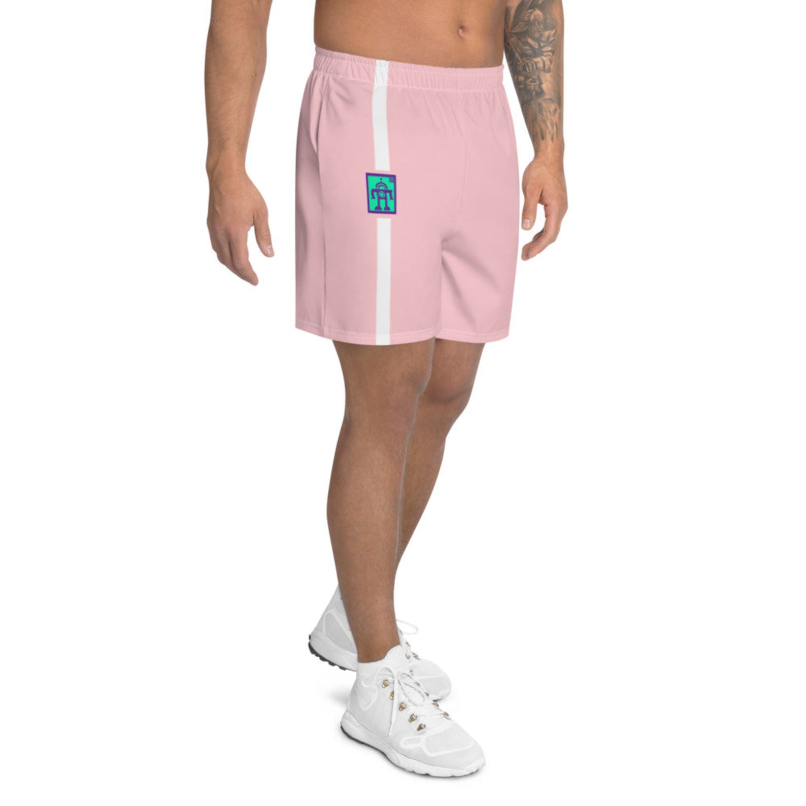 Basic Men's Athletic Shorts In Pink Etsy