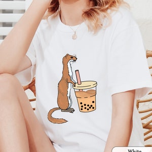 Ferret Drinking Milktea Shirt, Ferret Lover Shirt, Ferret Gift, Milktea Lover Shirt, Milktea Lover Gift, Cute Ferret Shirt, Ferret Lover Tee