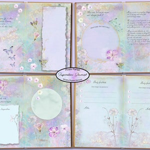 Digitaal junkjournaal, Daily Gratitude Journal, Inspiration Journal, scrapbooking met geperste bloementhema, collage