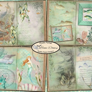 Vintage Ocean Junk Journal pages, sea theme instant download printable papers for collage, scrapbook, embellishment