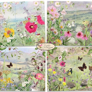 Kit diario spazzatura CAMPAGNA INGLESE siepi, fauna selvatica, fiori, boschi e campi, album di ritagli, collage