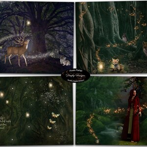 Pages numériques de journal indésirable FIREFLY MAGIC, mystique, lucioles magiques et animaux sauvages, thème de la forêt enchantée pour adultes + enfants