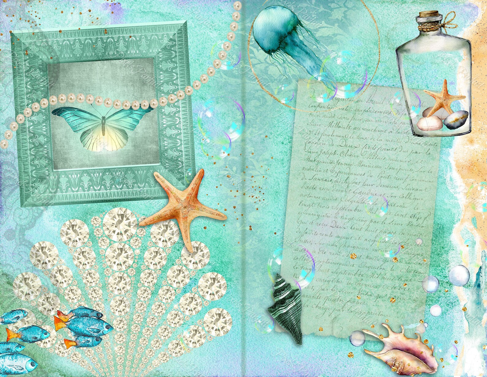 Ocean Junk Journal pages sea theme instant printable papers Etsy