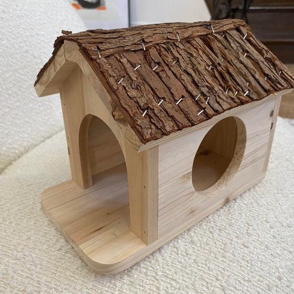 Natural Wood House with Window and Doors for birds chinchilla guinea pig