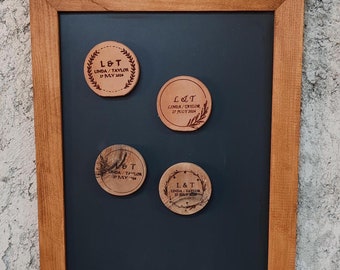 Tablero magnético con marco de madera (haya), acero galvanizado para oficina o cocina: ideal para imanes o notas navideñas.