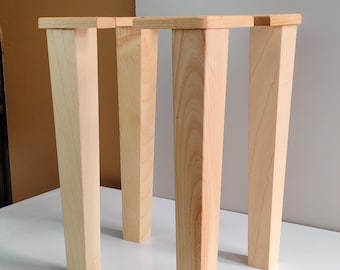 Patas de mesa de madera maciza de fresno, hechas a mano, cuadradas de 7,6 cm (3 pulgadas), cónicas, juego de 4