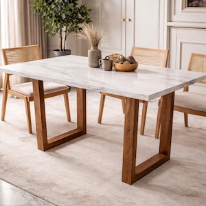 Patas de mesa en forma de U de nogal macizo / Juego de muebles de madera hechos a mano (juego de 2) imagen 4
