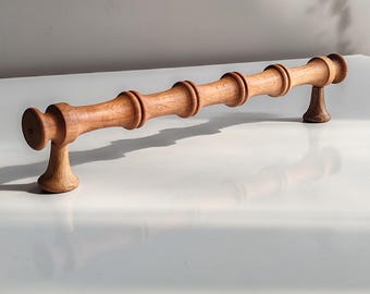 Handmade Turned Beech Wood Cabinet Handle, Rustic Drawer Pull, Furniture Hardware