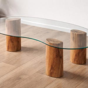 Patas de madera resistentes para mesa de centro de medio cilindro, de nogal, juego de 3 (patas personalizadas), disponibles en fresno, pino, roble, haya, nogal, cerezo, etc.