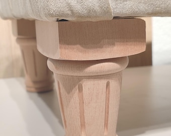 Solid Beech Wood Tapered Furniture Legs (Set of 4), 4-12 Inch Heights Available