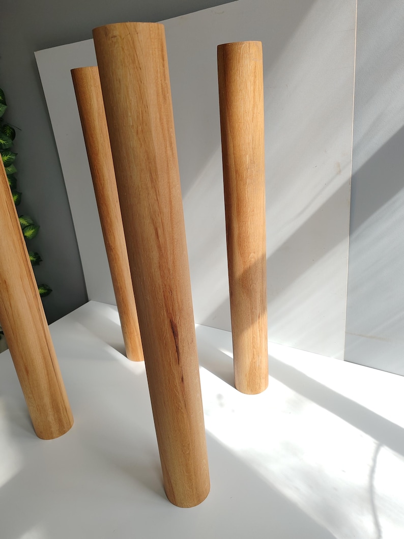 Solid Oak Cylinder Table Legs (Set of 4)