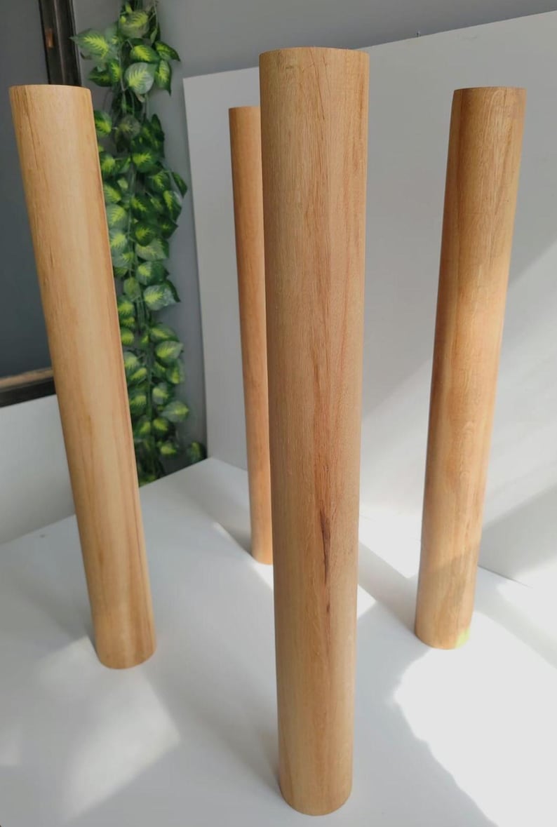 Solid Oak Cylinder Table Legs (Set of 4)