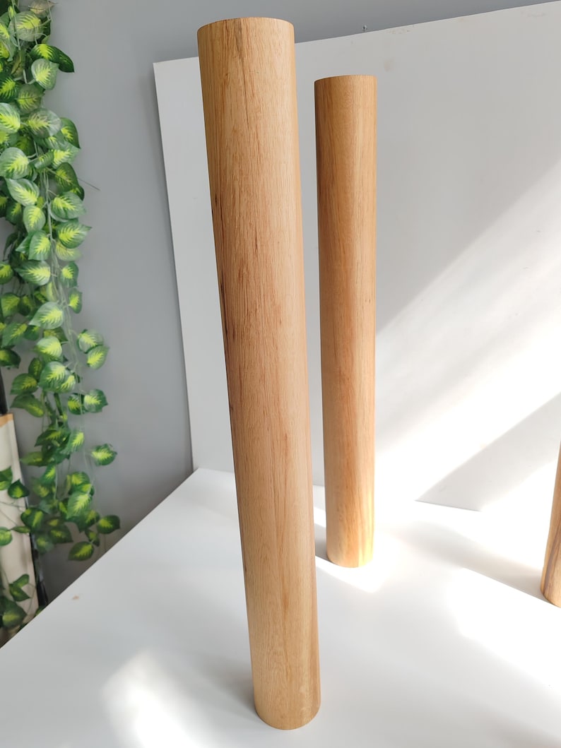 Solid Oak Cylinder Table Legs (Set of 4)