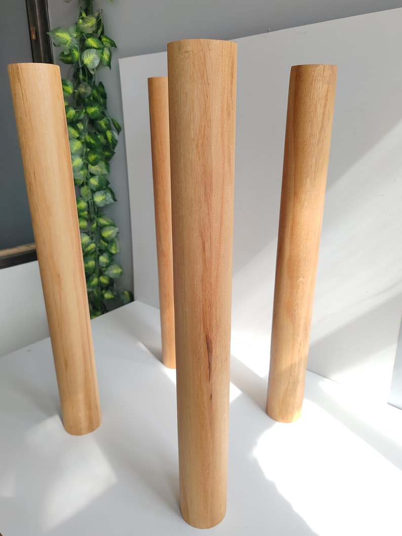 Solid Oak Cylinder Table Legs (Set of 4)