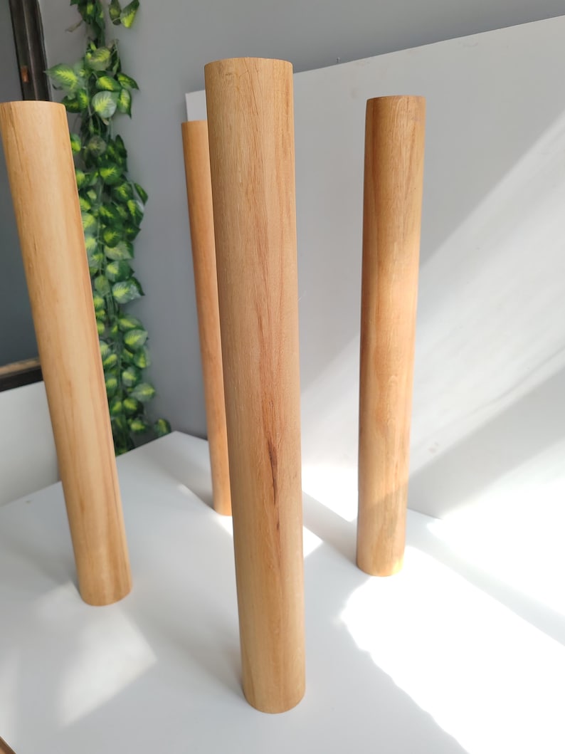 Solid Oak Cylinder Table Legs (Set of 4)