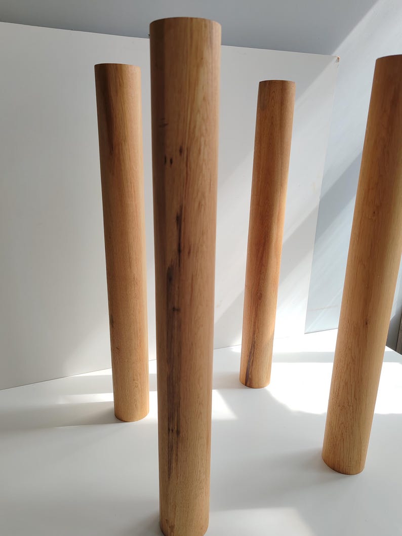 Solid Oak Cylinder Table Legs (Set of 4)