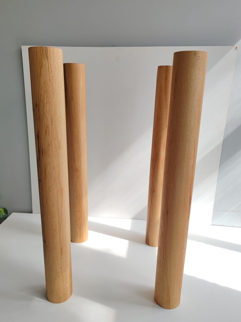 Solid Oak Cylinder Table Legs (Set of 4)