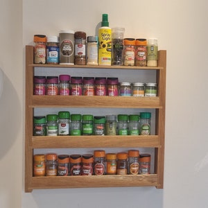 Wall mounted Oak Spice Rack 3 rows zdjęcie 3