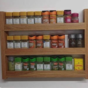 Wall mounted Oak Spice Rack 3 rows zdjęcie 2