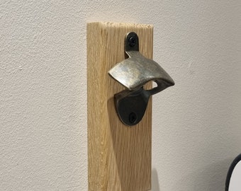 Oak bottle opener - wall mounted