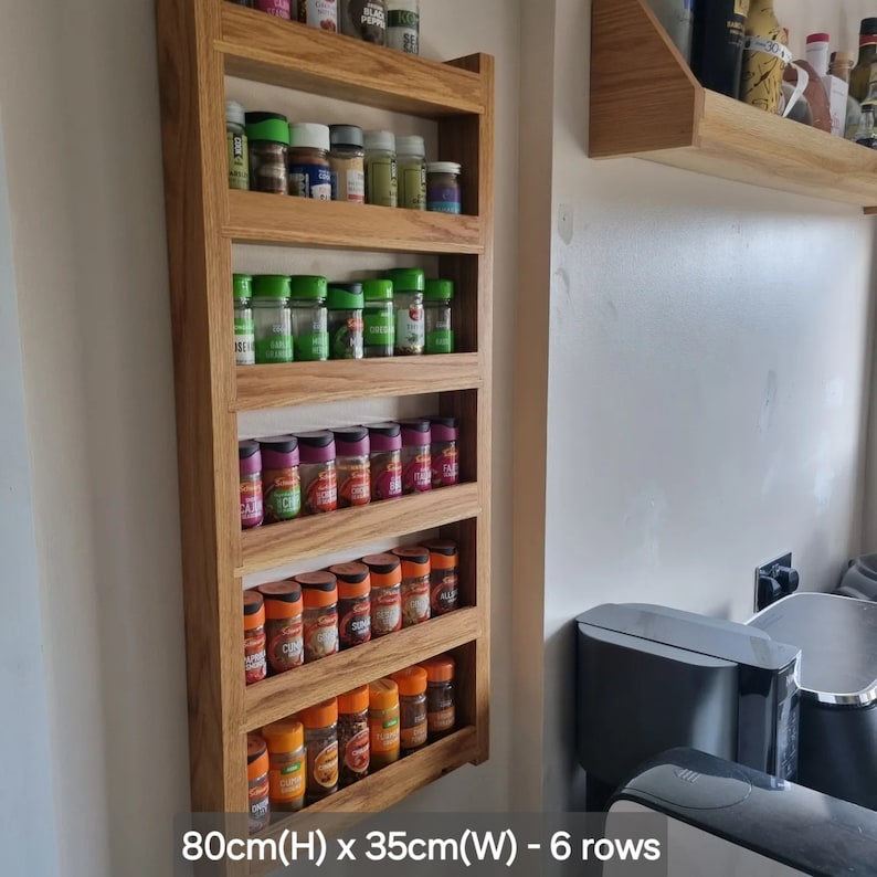 Wall Mounted Solid Oak Spice Shelf - Etsy