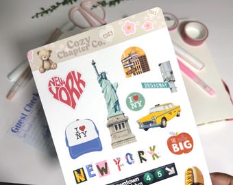 Estética de Nueva York, Hoja de pegatinas para revistas basura, Pegatinas para portada de revista, Pegatinas troqueladas, Suministros para revistas basura, Pegatinas de vinilo