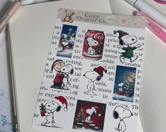 Pegatinas navideñas de Snoopy, hojas para diarios basura, pegatinas para portadas de diarios, pegatinas troqueladas, suministros para diarios basura, pegatinas de vinilo