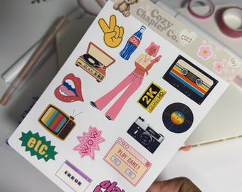 Pegatinas de estética Y2K, pegatinas para revistas basura, pegatinas para portadas de revistas, pegatinas troqueladas, suministros para revistas basura, pegatinas de vinilo