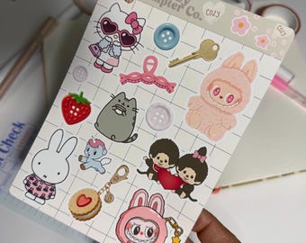 Pegatinas estéticas para amantes de las baratijas, hojas de pegatinas para diarios basura, pegatinas para portadas de diarios, pegatinas troqueladas, suministros para diarios basura, pegatinas de vinilo.