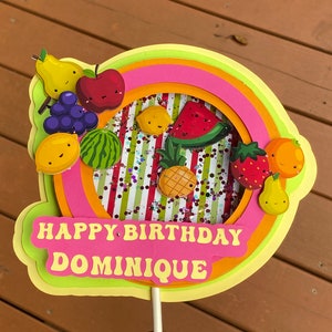 Tutti Frutti Shaker Cake Topper, cake topper, shaker cake topper, cake topper, birthday, fruity birthday, custom cake topper,