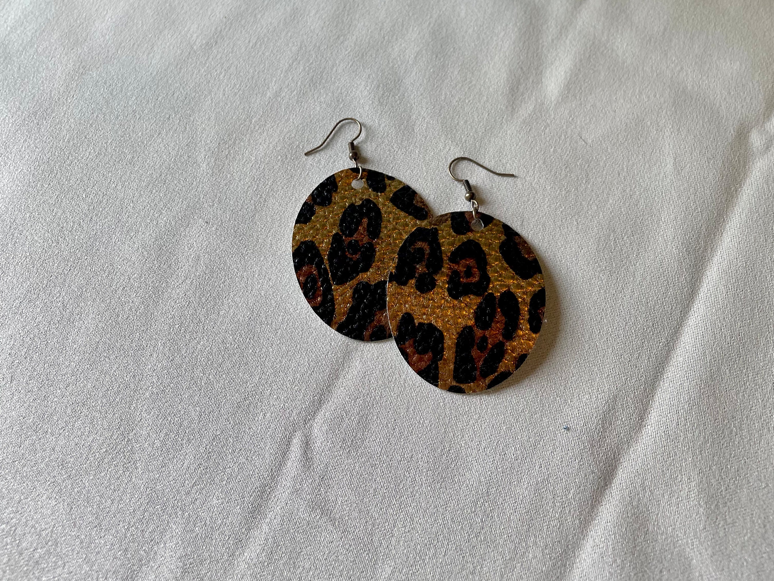 Leopard Print Leather Earrings Etsy Norway