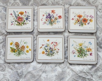 Posavasos Pimpernel De Luxe con flores silvestres de América del Norte, 4 x 4 pulgadas, en caja, casi nuevo