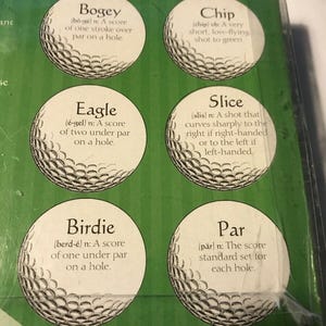 Juego de 6 posavasos de golf de cristal con definiciones de términos de golf EN CAJA