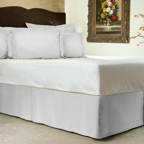 1000-thread count 100% egyptian cotton solid bed skirt with 8" drop length white