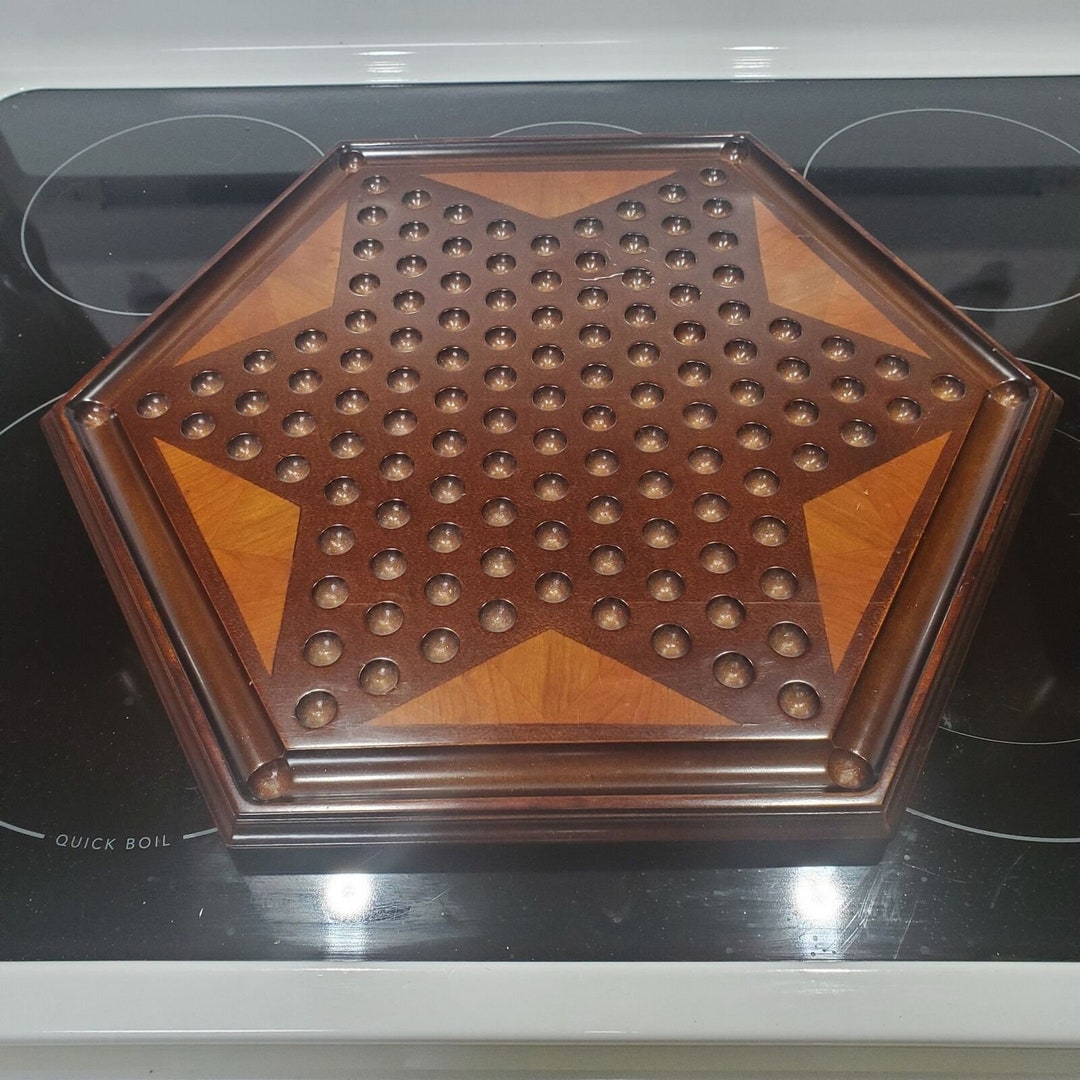 Bombay Co Mahogany Wood Chinese Checkers Board Game 60 Glass Etsy