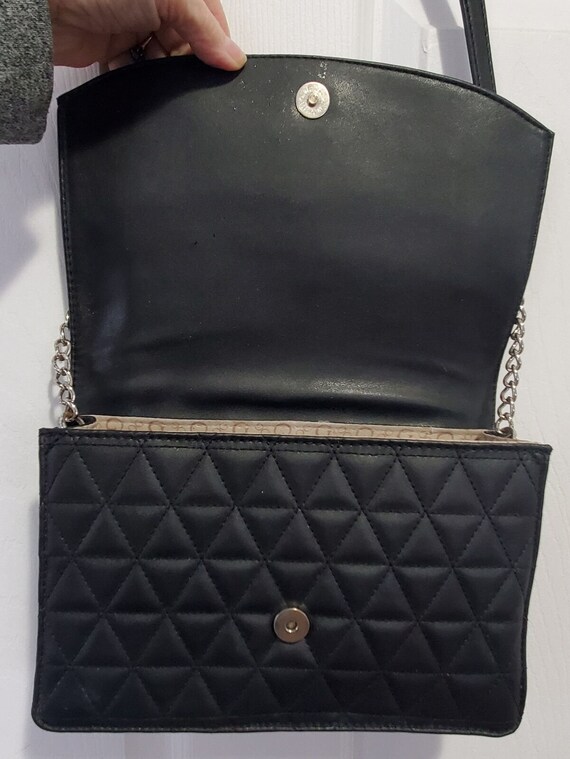 Guess matte black leather quilted look crossbody … - image 4