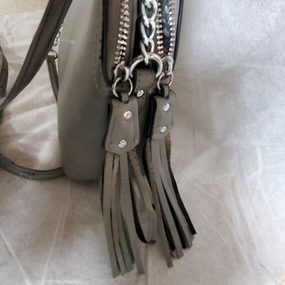 Onyx gray leather crossbody shoulder handbag purse - image 7