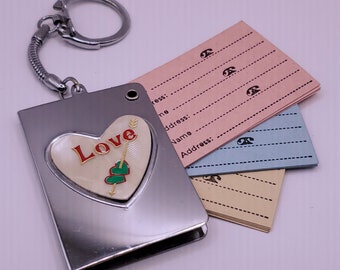 Red love green double heart gold arrow on mother of pearl keychain address book