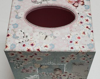 Punch studio vintage 43613 tissue box cover holder japanese garden pink flowers