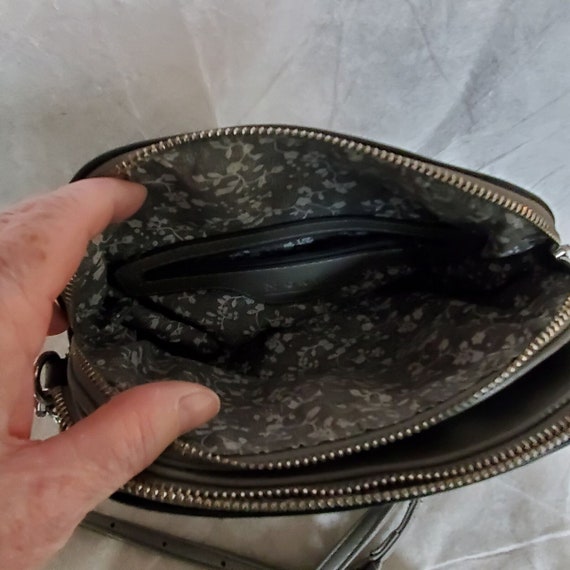 Onyx gray leather crossbody shoulder handbag purse - image 4