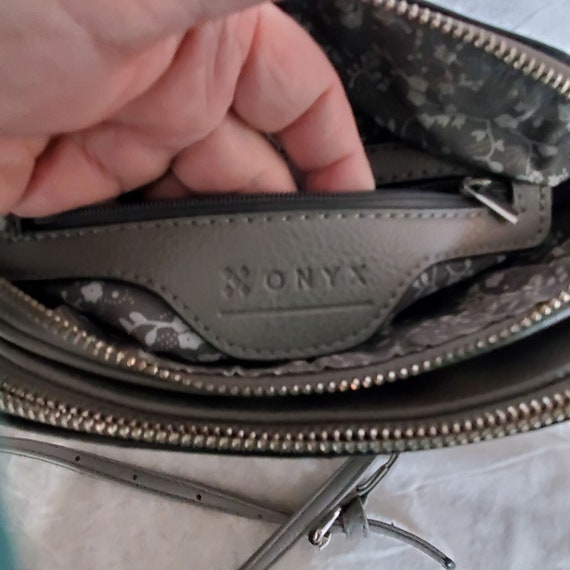 Onyx gray leather crossbody shoulder handbag purse - image 5