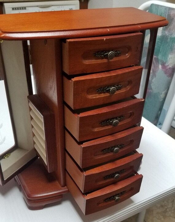 Wood jewelry box organizer 6 drawers 2 side doors… - image 4