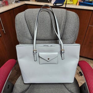 Mztique Saffiano Vegan Leder Große Doppel Griff Tote Handtasche Handtasche Grau OOS