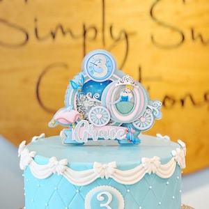 Personalized Cinderella Cake Topper: Princess Birthday Party Decor