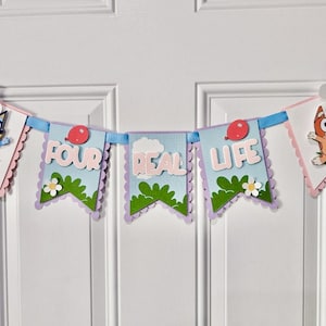 Bluey Birthday - Bluey Theme Party - Blue Dog AGE Banner - Any Age - Blue Dog Party - Cartoon Dog - Dog Birthday Banner - Bluey Banner