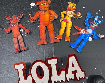 Cake Topper Set - Five Nights at  Freddy’s  cake  Topper - Five Nights At  Freddy’s  Theme Party - Personalized Birthday Cake Topper