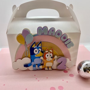 Bluey Birthday - Bluey Theme Party - Bluey Favor Boxes, Blue Candy Box, Gable Boxes, Candy Bags, Bluey Party Favors, Treat Box, 6 or 12
