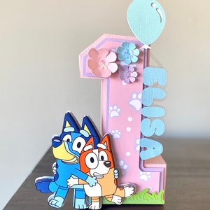 Bluey Birthday - Bluey Theme Party - Blue Dog 3D Number - Bluey and Bingo 3D Number - Blue Dog 3D Letter - Personalized Birthday Photo Prop