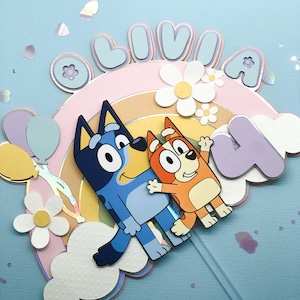 Cake Topper - Blue Dog Cake Topper - Blue Dog Birthday - Bluey Cake Topper - Cartoon Dog Birthday - Personalized Birthday Cake