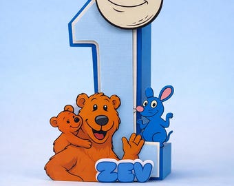 Lettre 3D Ours dans la grande maison bleue : décoration d'anniversaire personnalisée
